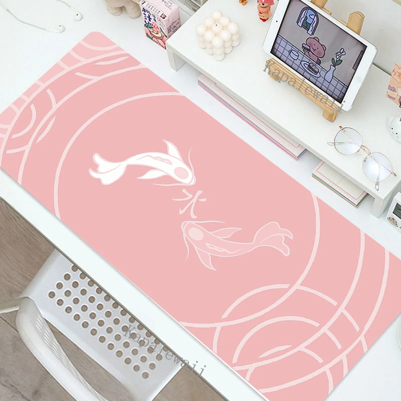 Black Mouse Pad Table Mat Pink Fish Mouse Pad  Computer Keyboard Cute Mousepad Overlock Office White Deskpad Gaming Desk Mats