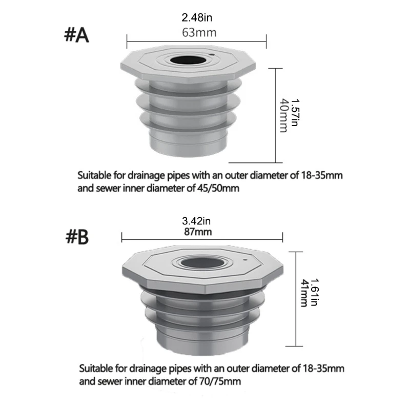 652F Silicone Sealing Rings for Various Drain Pipe with Deodorizing Function Easy Installation Silicone Drain Pipe Deodorant