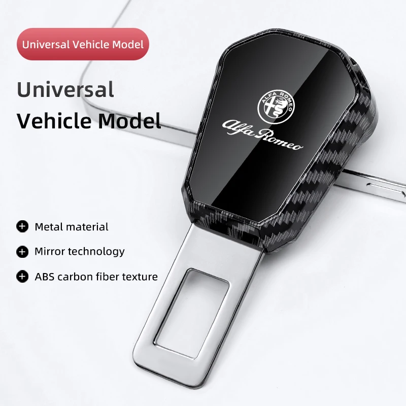 1Pcs Carbon Black Car Seat Belt Buckle Extender For Alfa Romeo 156 159 147 4C 8C 166 Giulia Giulietta Mito Stelvio Spider GT view 5
