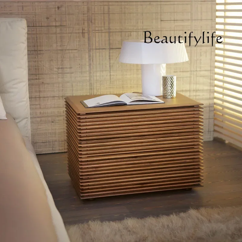 

qU F Medieval Solid Wood Bedside Table Bedside Table North American Black Walnut Bedroom Organ Cabinet