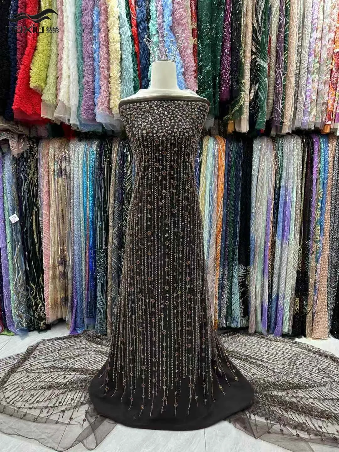 

Madison Luxury African Lace Fabric 2026 High Quality Sequins Beads Lace Fabrics For Nigerian Wedding French Tulle Lace Fabric