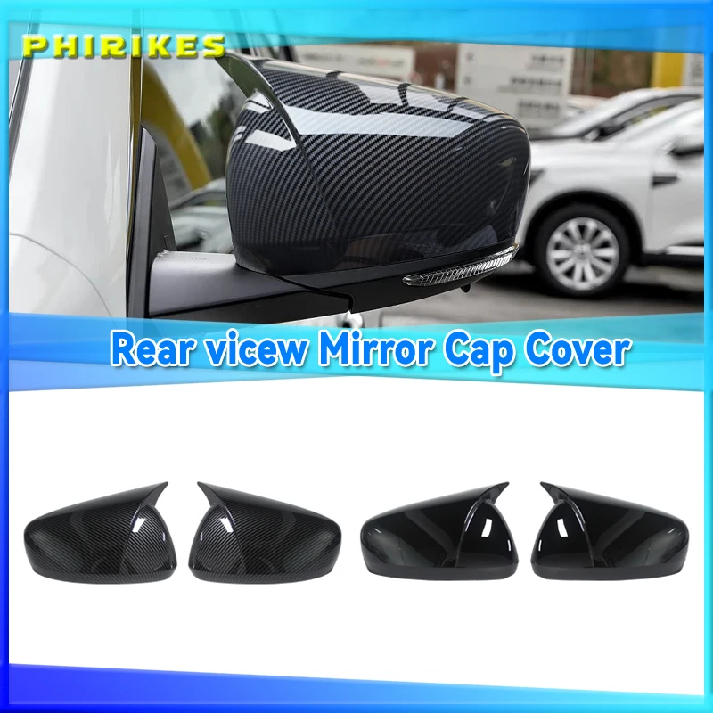 Horn Shape ABS Carbon Fiber Rear View Side Mirror Cover Rearview Caps For Renault Koleos MK2 HC For Samsung QM6 2017-2023