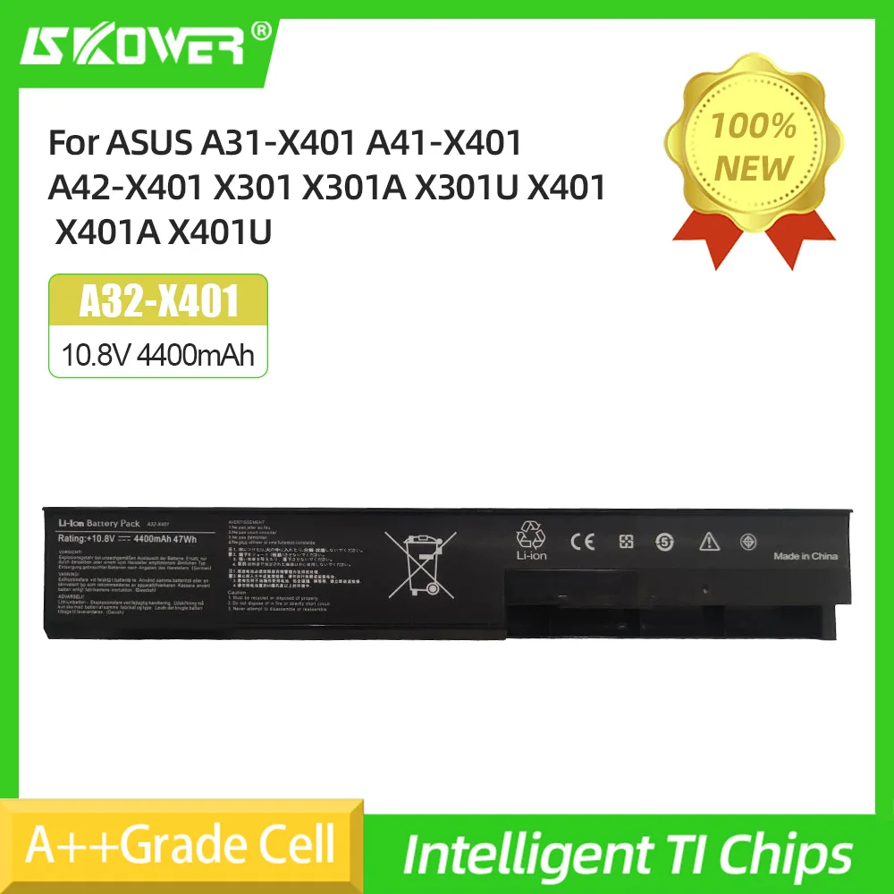 

SKOWER A32-X401 Laptop Battery For ASUS A31-X401 A41-X401 A42-X401 X301 X301A X301U X401 X401A X401U 4400mAh 47WH