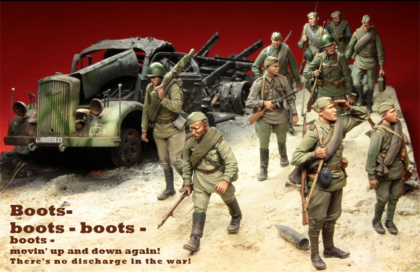 Harzfiguren-Modellbausatz im Maßstab 1:35, russisches Infanterierer, Kursk 1943, zehn Figuren, unmontiertes, unbemaltes Miniaturspielzeug 092-1
