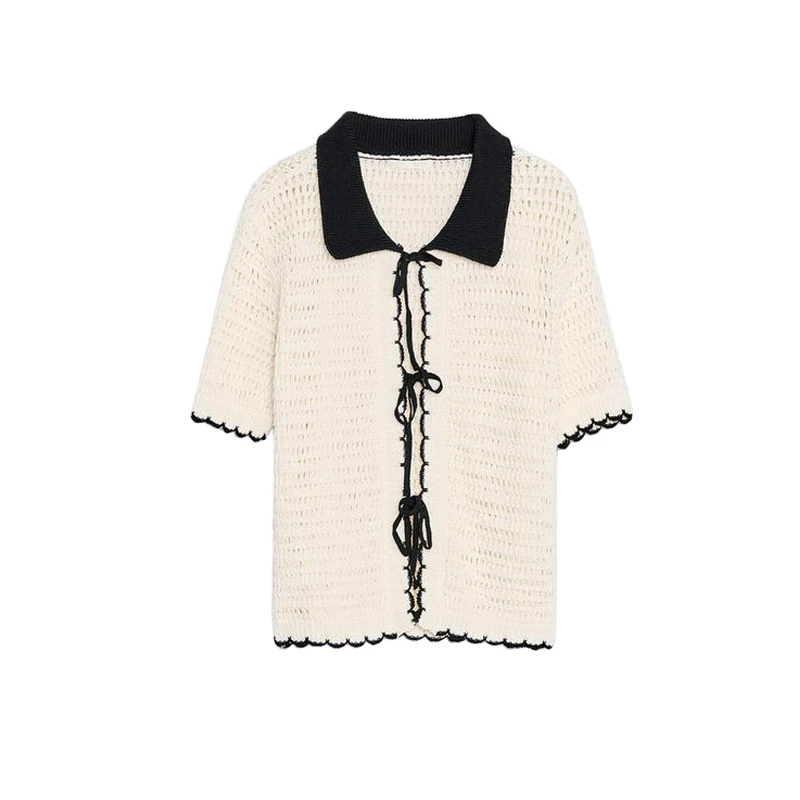 Estate delle nuove donne lavorate a maglia irt ort Sve Color Blo Layering Casual Top in fibra di poliestere cardigan aperto Sle