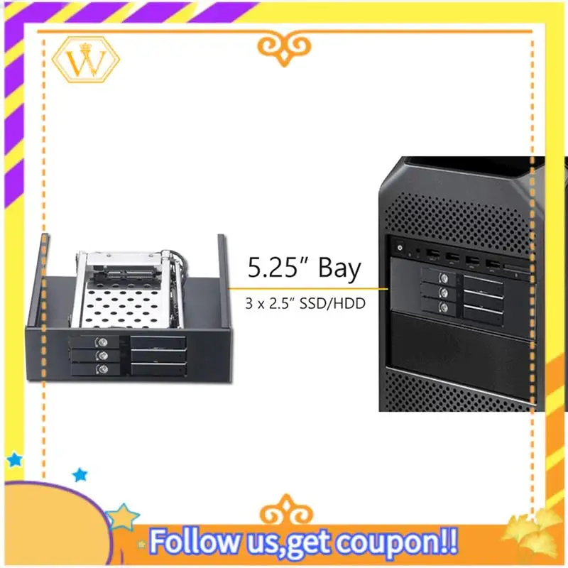 Latest-Aluminum Case 3Bay SATA Adapter 2.5 Inch Hot Swap SSD Hard Drive Bracket For 5.25 Optibay