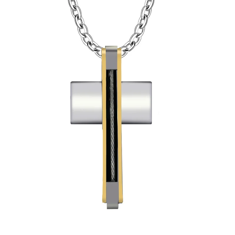 YAFFIL Simple Personality Exquisite Cross Necklace Fashion Stainless Steel Pendant