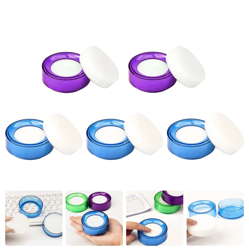 

5 Pcs Wet Sponge Box Sponges Hand Tool for Counting Moistener Plastic Finger No Water