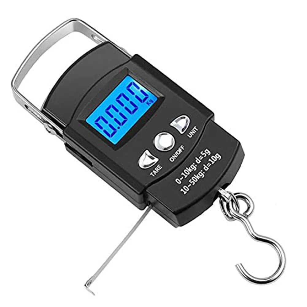 Digital Fish Scale Fishing Weights Scale, Hanging Scale Digital Weight Backlight LCD Display 110Lb/50Kg Balance