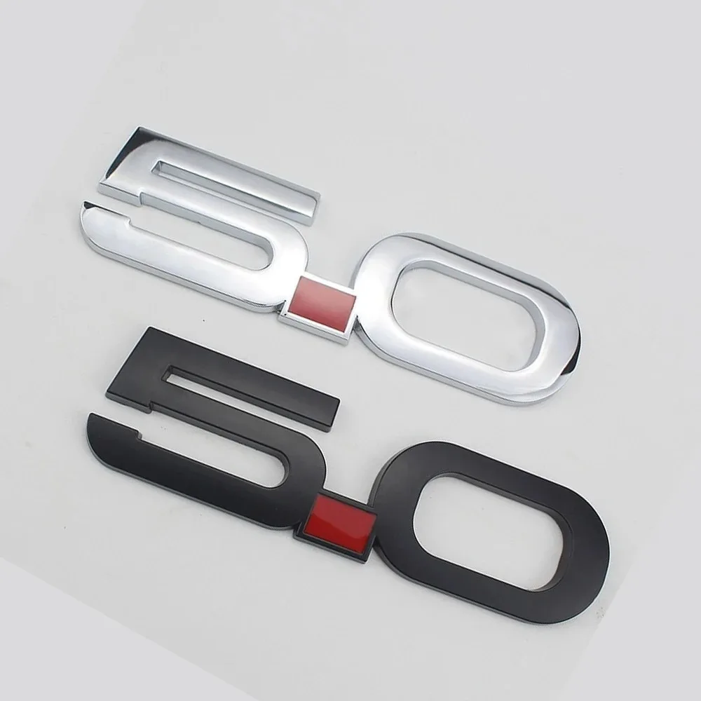 

1 Piece 5.0 Black or Silver 3D LogoNameplate Car Side Trunk Fender Body Sticker Decal Metal Emblem Badge Decoration