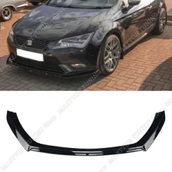 For Seat Leon 3 MK3 5F 2012-2016 Front Lower Bumper Lip Spoiler Splitter Diffuser Cover Guard Protector ABS Gloss Black Tuning