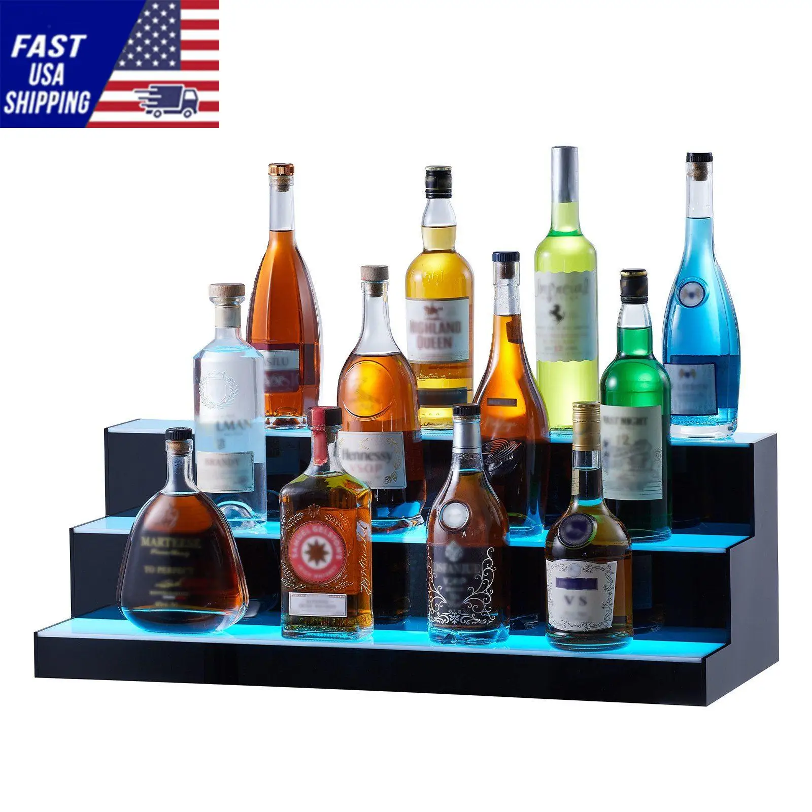 LED Lighted Liquor Bottle Display Bar Shelf RF & App Control 30