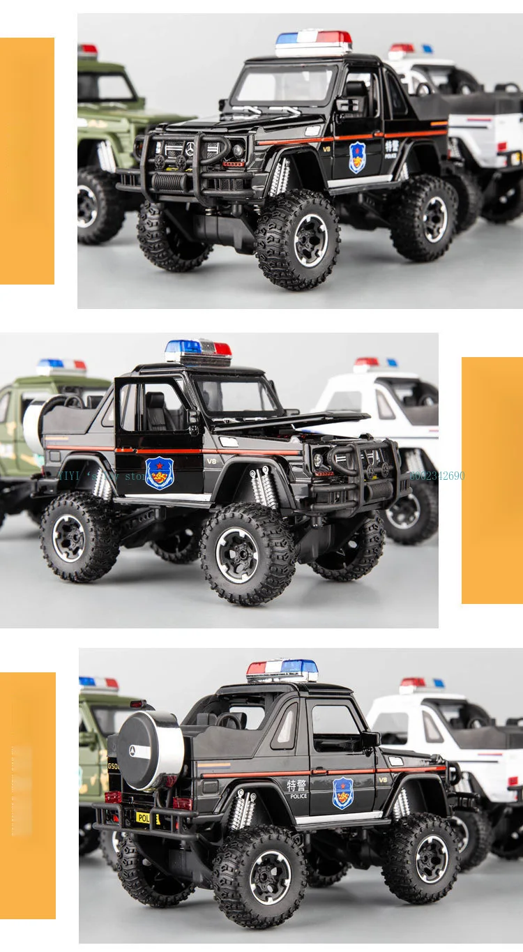 Simulation 1:32 Mercedes Benz G500 Off road Convertible Alloy Police Car Model Sound Light Diecast Toy Vehicle Toy Car & gift