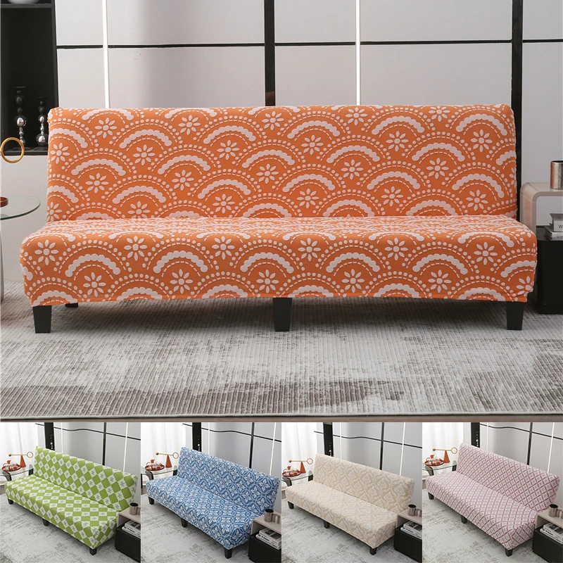 Stretch Sofa Cover Folding Sofa Bed Slipcovers Couch Cover without Armrest Elastic Fitted Sheet for Sofa Bed