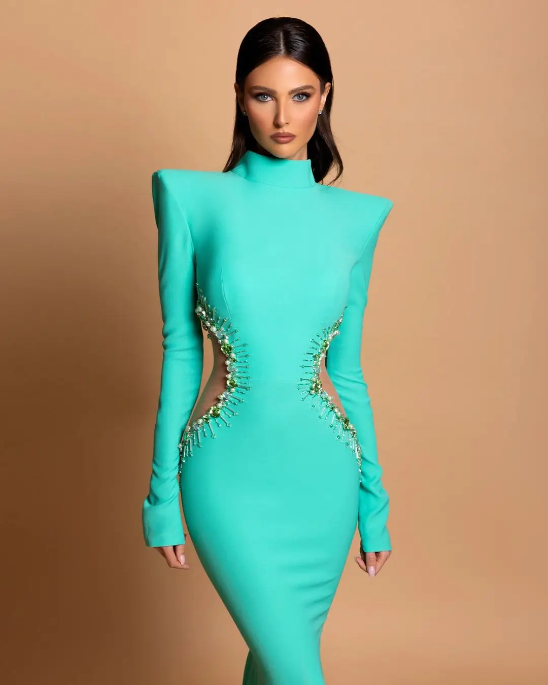 Robe de soirée luxe élégante 2024 Sexy Mermaid Evening Dresses Beaded Cut-out Stretch Long Formal Party Dress Unique Prom Gown