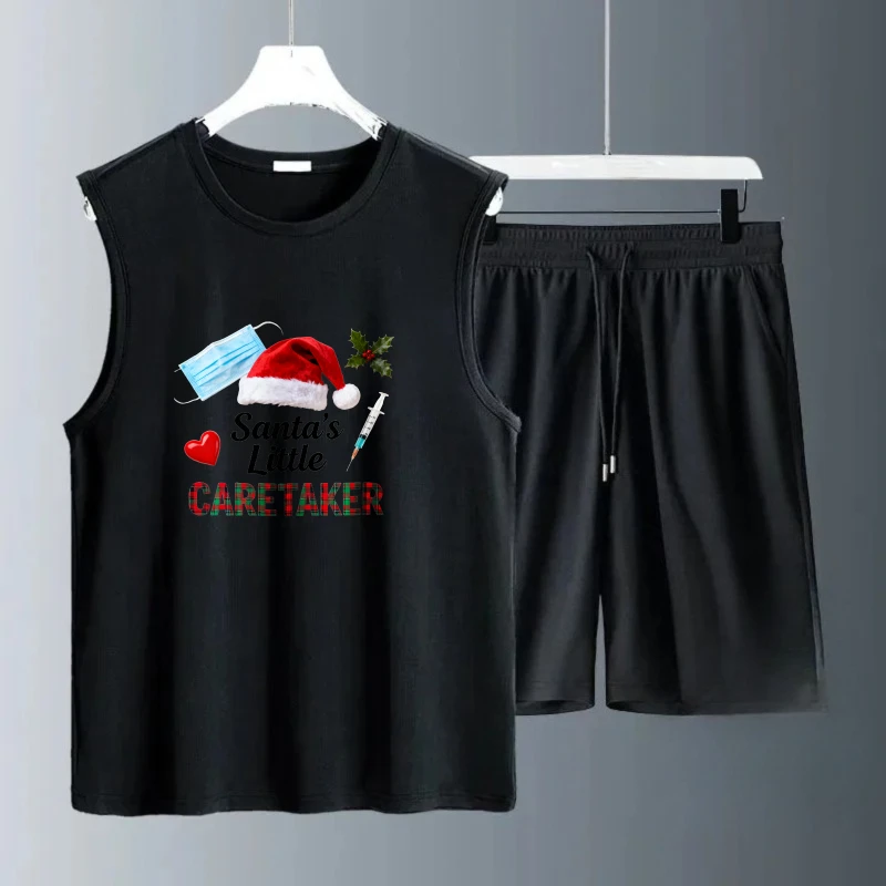 أطقم علوية بدون أكمام للرجال بدلة صيفية من البوليستر بأكمام قصيرة قابلة للتنفس + شورت كرة قدم طقم سويت شيرت عصري