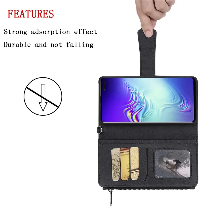 Portfel Skórzane etui na karty 2 w 1 z zamkiem błyskawicznym do Samsung Galaxy A05s A06 A13 A14 A15 A16 A26 A34 A35 A36 A53 A54 A55 A56 — zdjęcie produktu 5