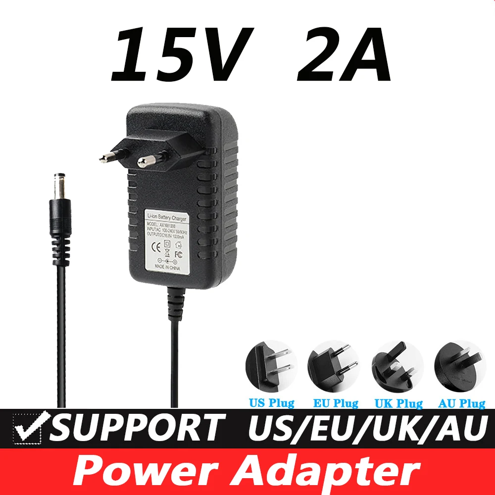 1pcs high quality 15V2A AC 100V-240V Converter Adapter DC 15V 2A 2000mA Power Supply EU Plug 5.5mm x 2.1-2.5mm