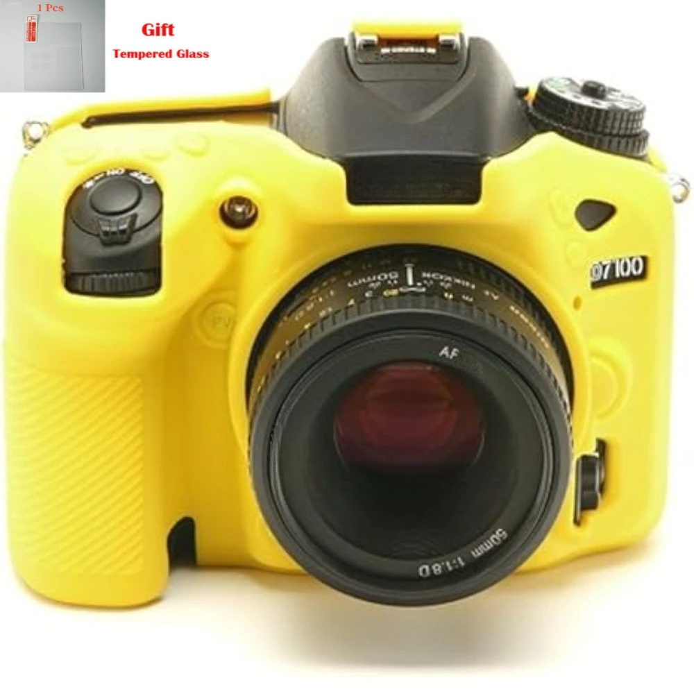

SLR camera bag For Nikon D7200 D7100 Camera Silicone Case photography soft case protective case + free tempered film