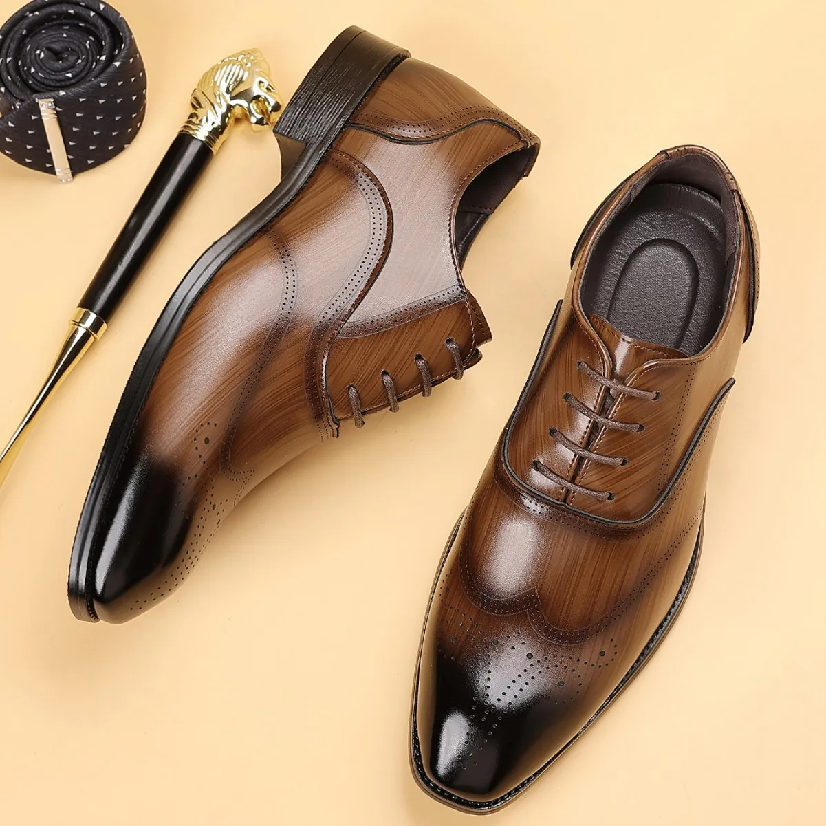 Men's Shoes, Large-Sized Leather Shoes, Square-Toed Business Leather Shoes, Wedding Trendy Shoes, Comfortable Banquet Shoes