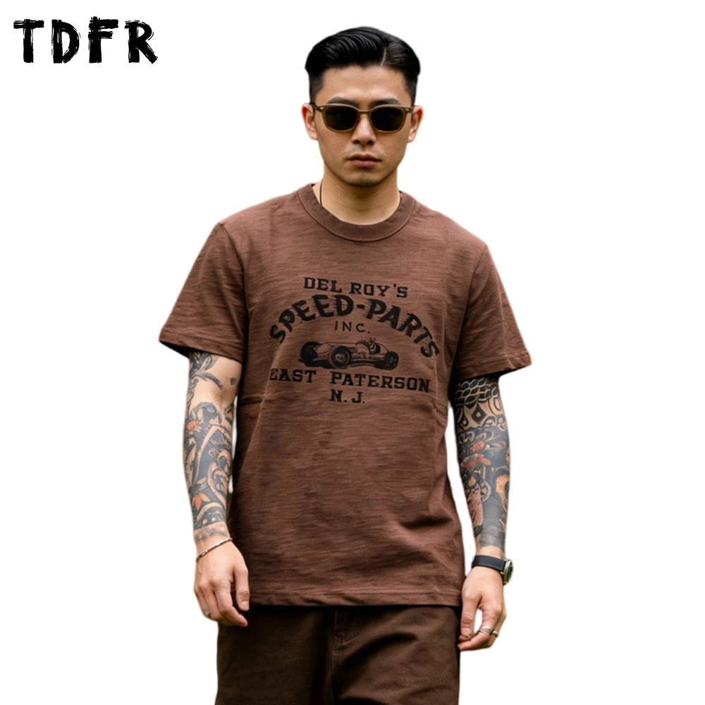 

Мужская летняя футболка с коротким рукавом и принтом в стиле ретро, свободного кроя, с круглым вырезом, из хлопка