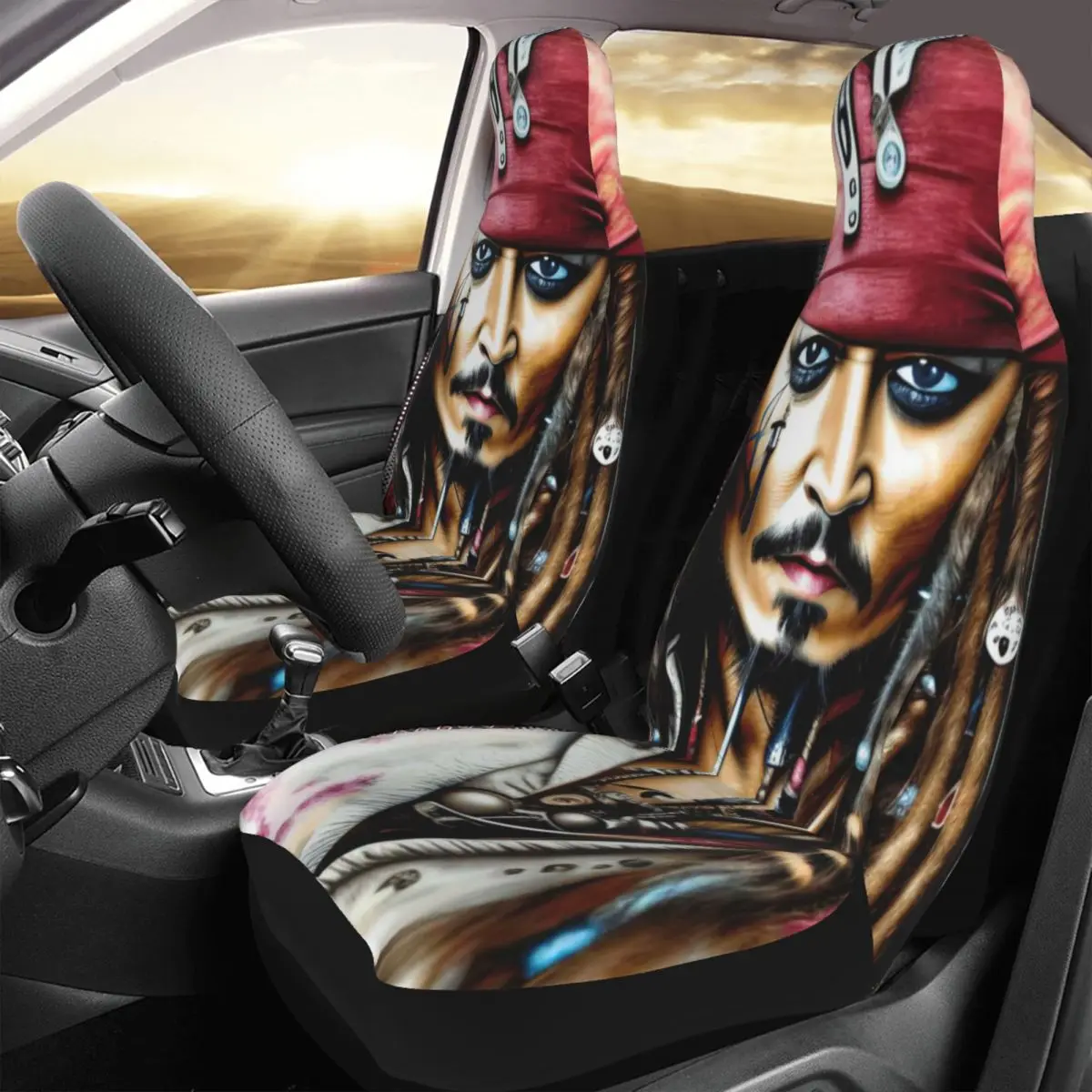 Captain Jack Sparrow Car Seat Cover Custom Printing Universal Front Protector Accessories Cushion Set