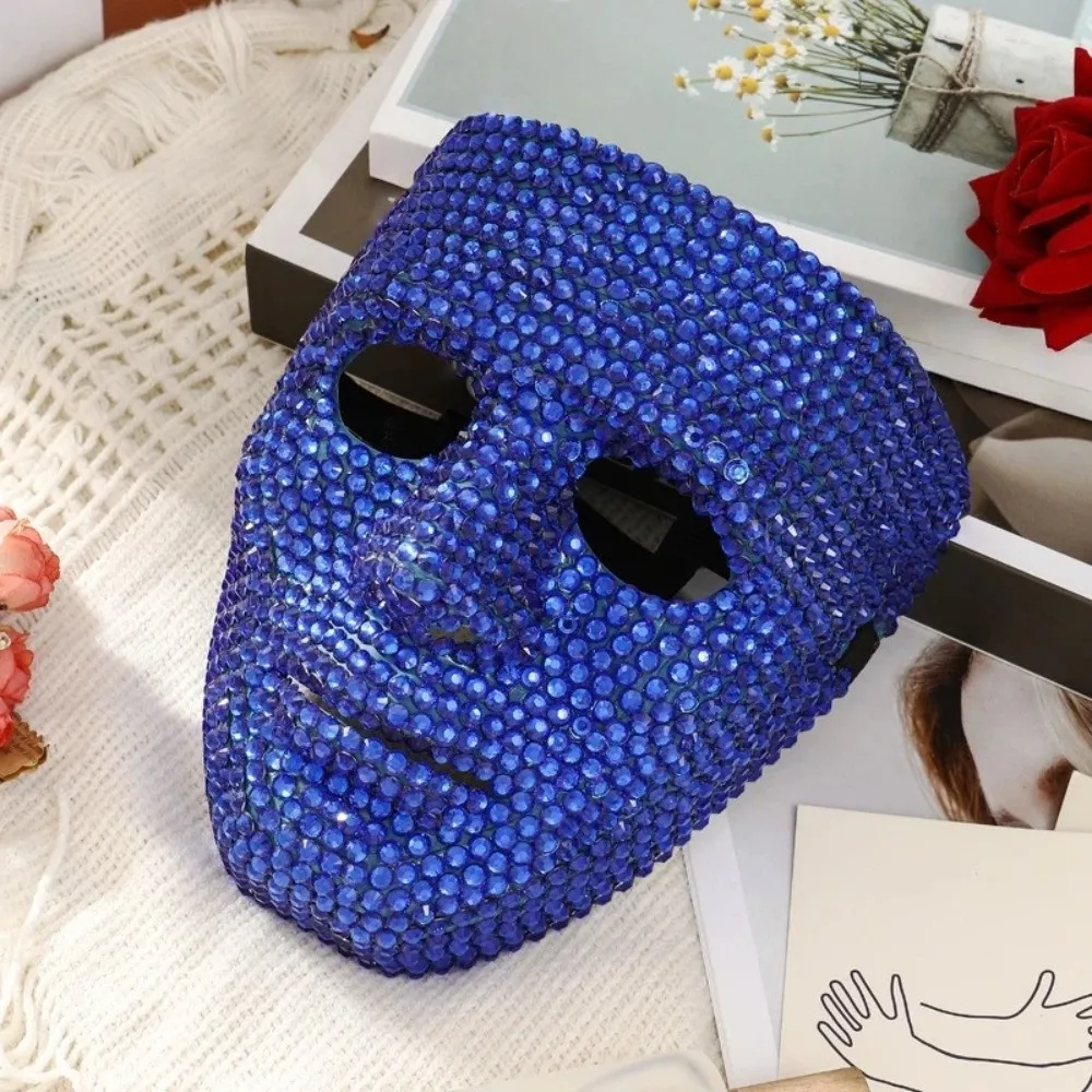 Simple Venetian Masquerade Party Mask Vintage Luxury Rhinestone Mask Elegant Elastic Bands Full Face Mask Halloween