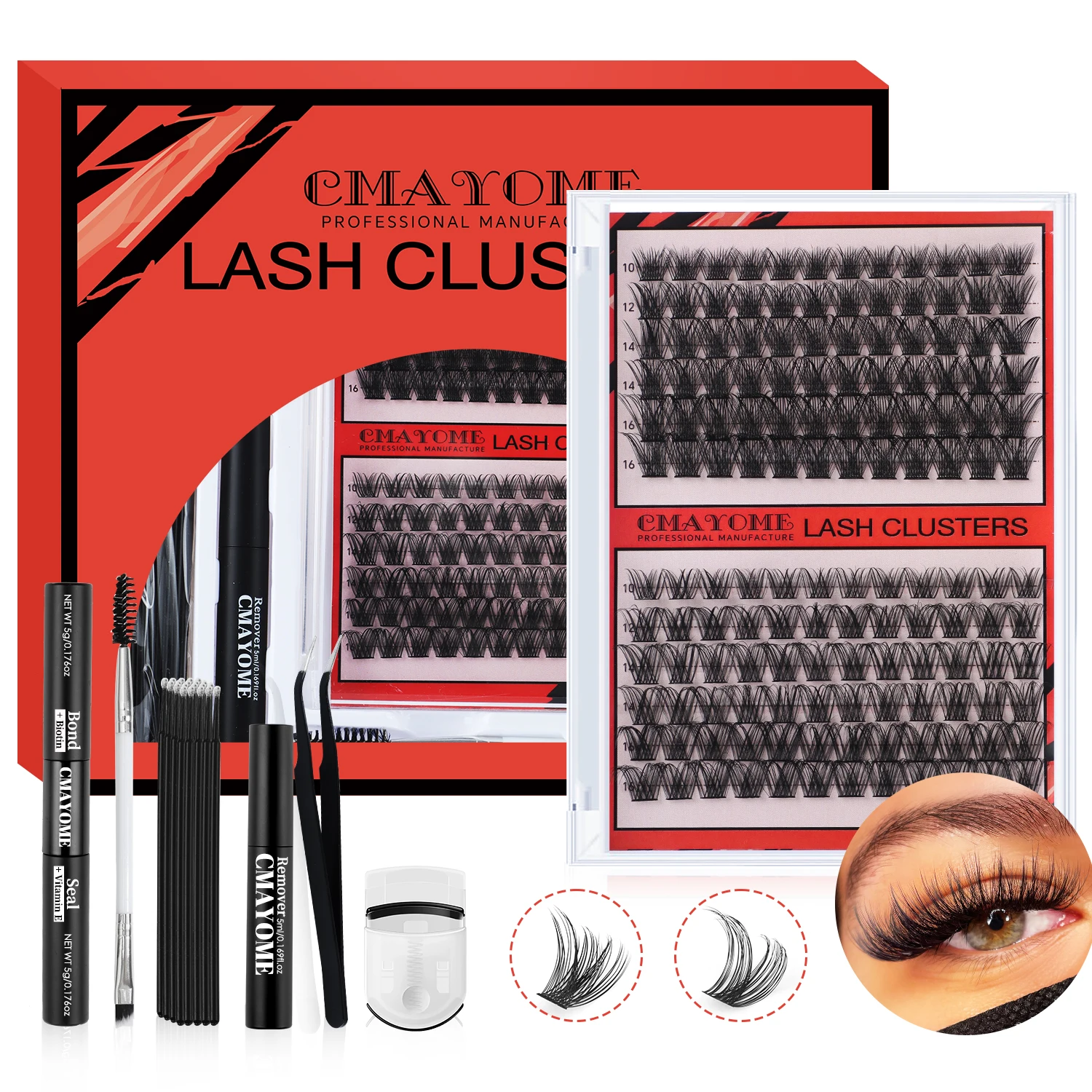 Lash Clusters Kit with Lash Bond and Seal Makeup tools DIY Lashes Extension kit Lashes Gluing Glue Accessories Gift Set