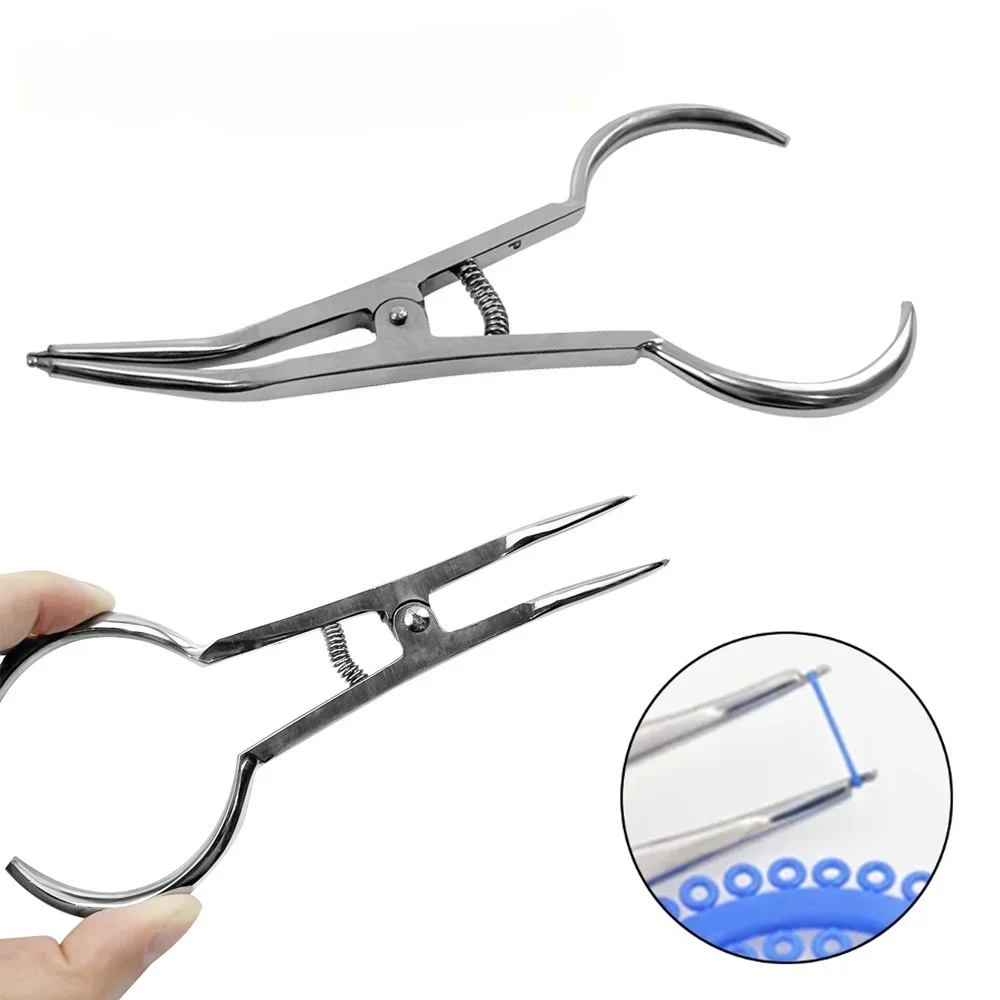 

1Pc Dentistry Orthodontic Dam Clamp Placing Pliers Elastic Dental Separator Circle Rubber Ring Ligature Ties Placement Forceps