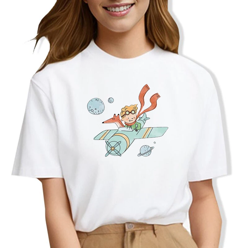 Women's T-shirt, Little Prince Graphic Tee Summer Outdoor Clothes, Tops For Women