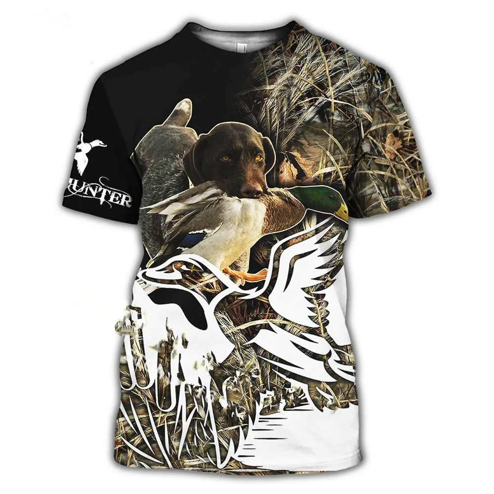 Hunting Camouflage Duck 3D Printing T-shirt Men\'s Summer Fashion Casual Wear Short-sleeved Oversized T-shirt 100-6XL