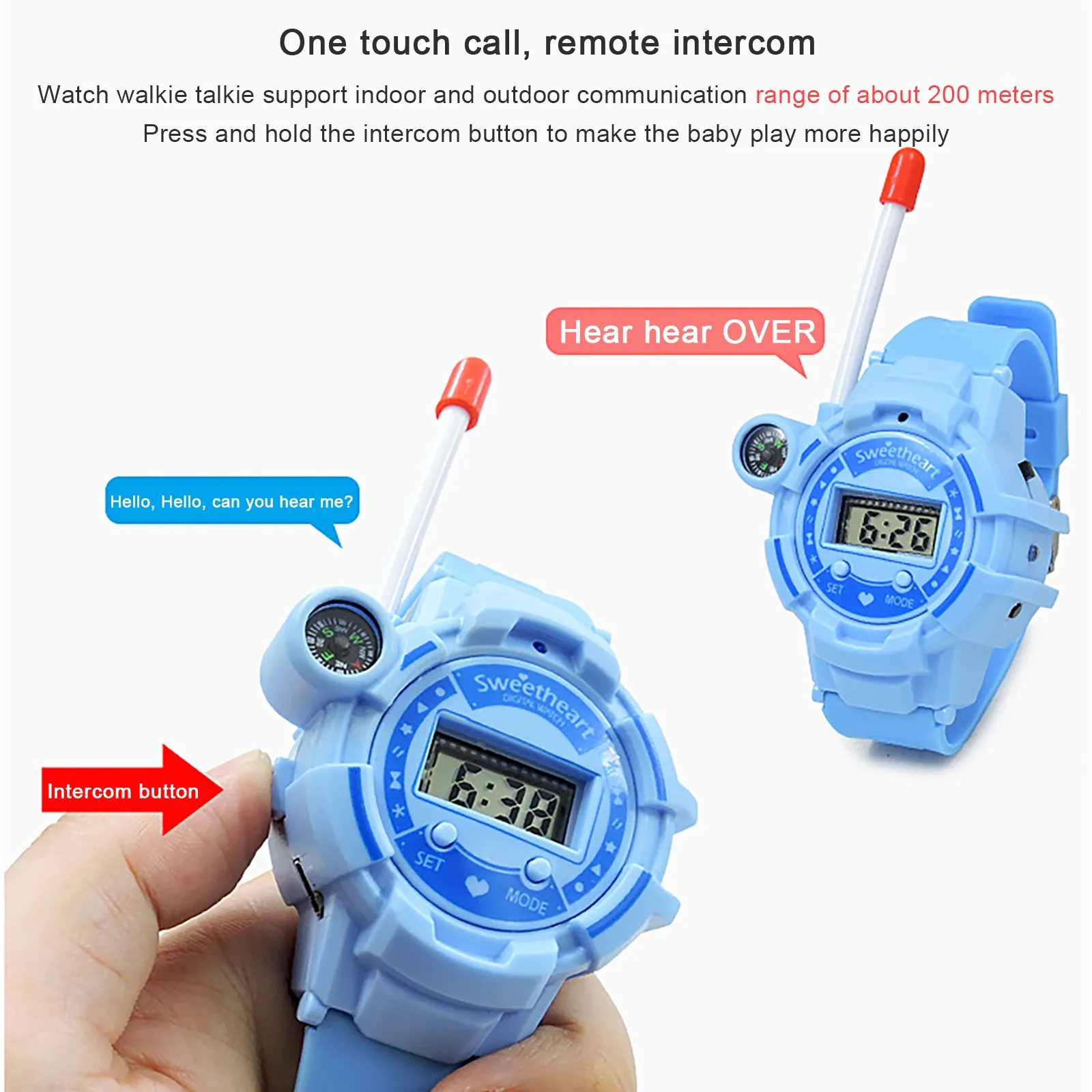 

1pair Watches New Wireless Walkie Talkie Multifunction Usb Charging Wristwatch Children Girl Watch Digital Watches For Kids 2024