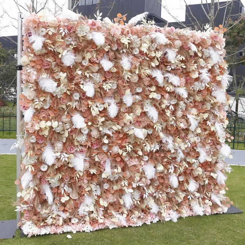 5D rime feather simulation cloth bottom flower wall background wall Internet celebrity clock in wedding decoration
