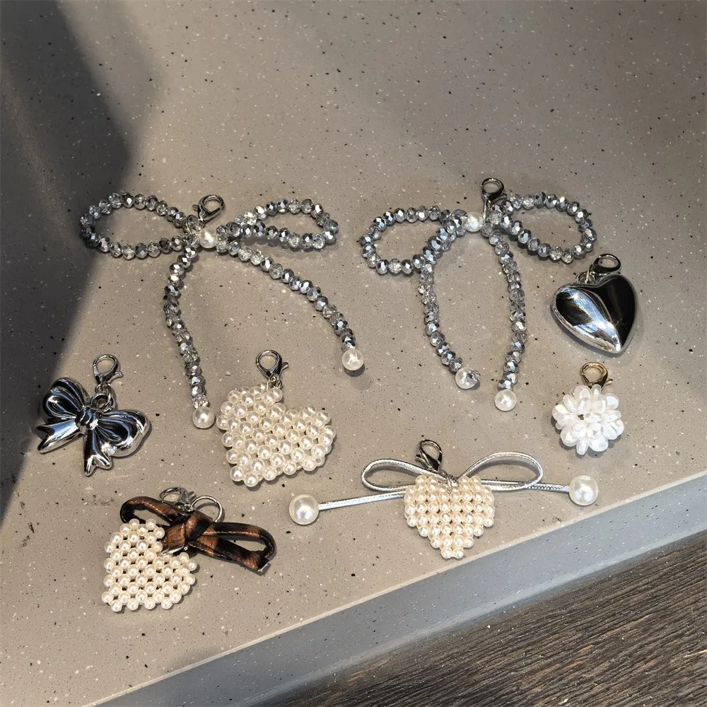 

Ballet Style Shoelace with Buckle Sparkling Diamond Silver Crystal Bow Pendant Mary Jane Leopard Print Pearl Heart Flower Design