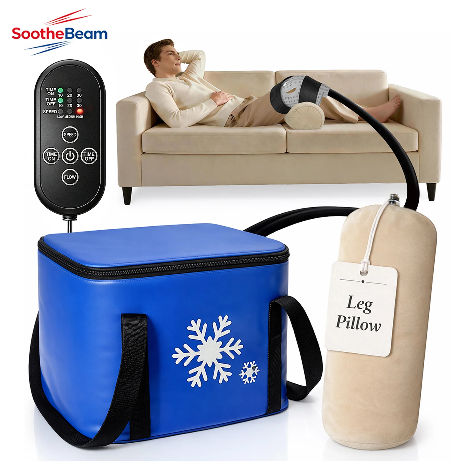 Cold Therapy Cryo Freeze System Quiet Pump Ice Compression for Post-Surgery ACL MCL Sprain Swelling Recovery Knee Leg Ankle
