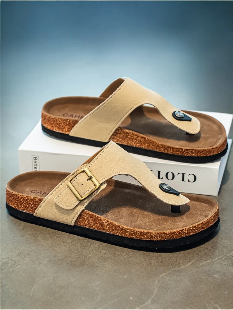 

Men's Summer 2026 New Style Outdoor Sandals Slippers Soft Wood Clog Footwear Casual Beach Shoes Anti-Slip Thong Slippers