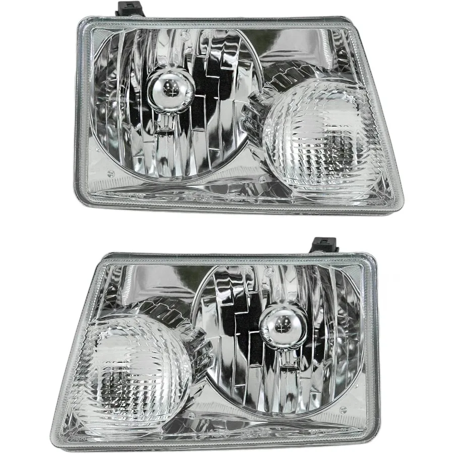 

2 Piece Headlight Assembly Set with Chrome Bezel for Driver and Passenger Side Compatible with Ranger 20012011 Enhances Visibi