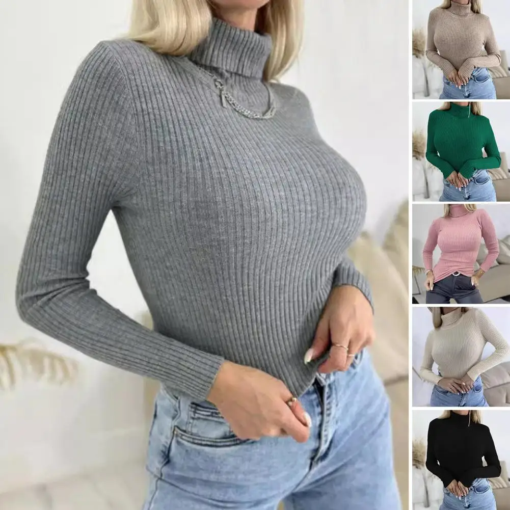 Sweter damski zimowy kaszmirowy golf ciepła dzianina koreański Casual solidna koszula z wycięciem moda swetry z dzianiny brązowy sweter