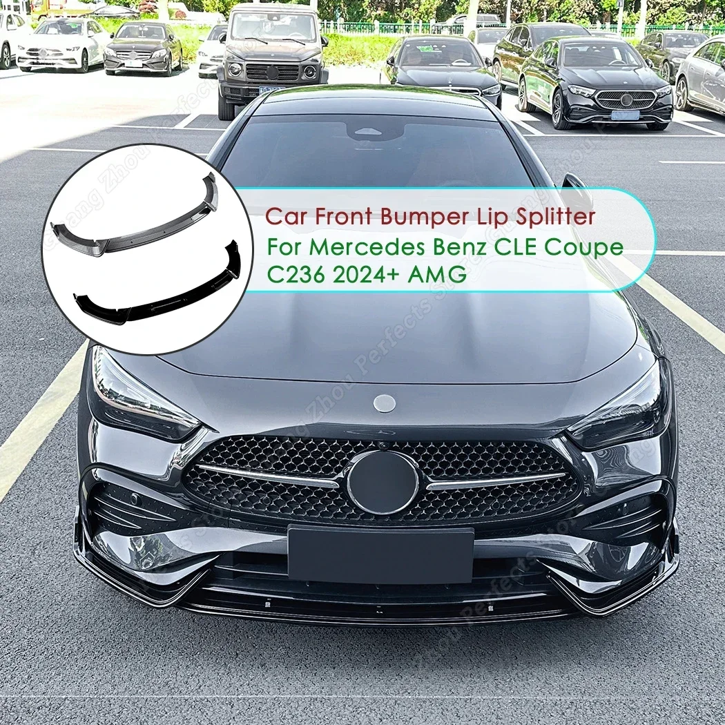 

Front Bumper Splitter Lip Spoiler Diffuser Body Kits For Mercedes Benz CLE Coupe C236 2024+ Gloss Black Car Tuning Accessories