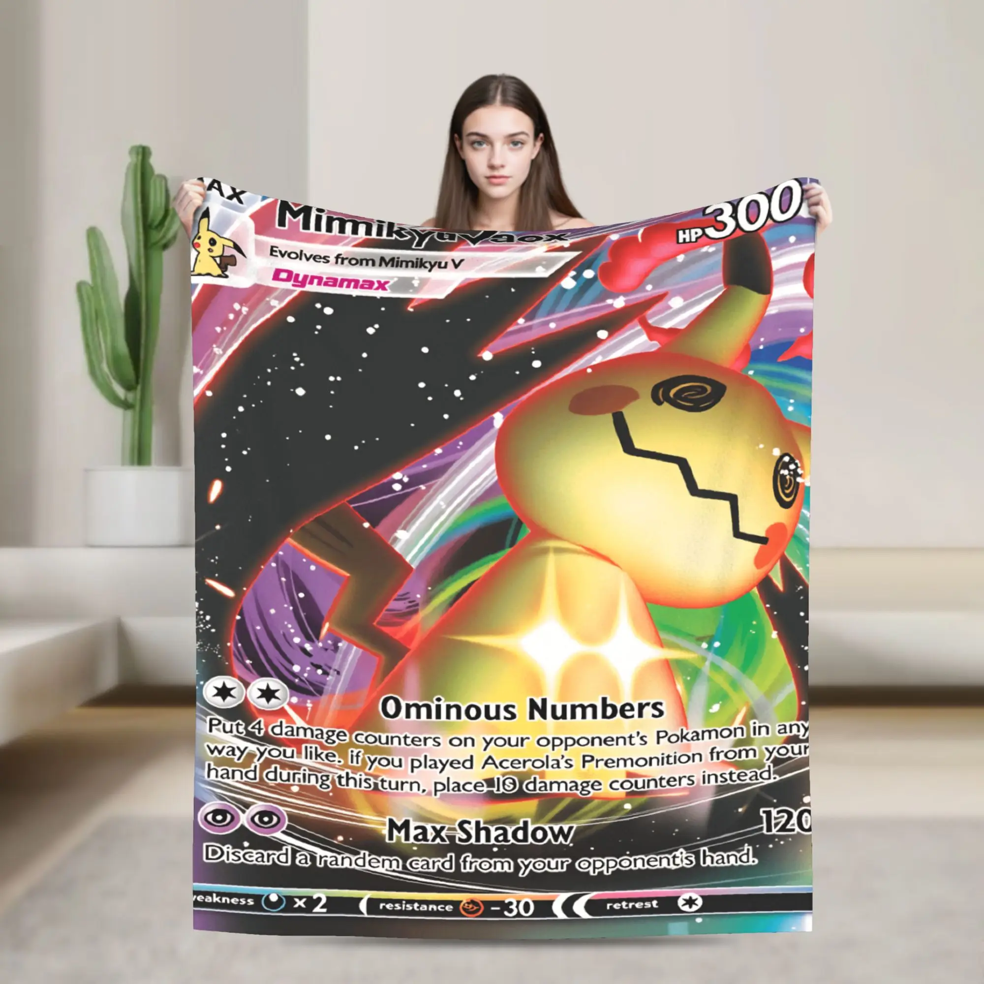 Pokemones Anime Card Mimikyu Blanket Quality Warm Soft  Throw Blanket Winter Boy Girl Outdoor Print Bedspread