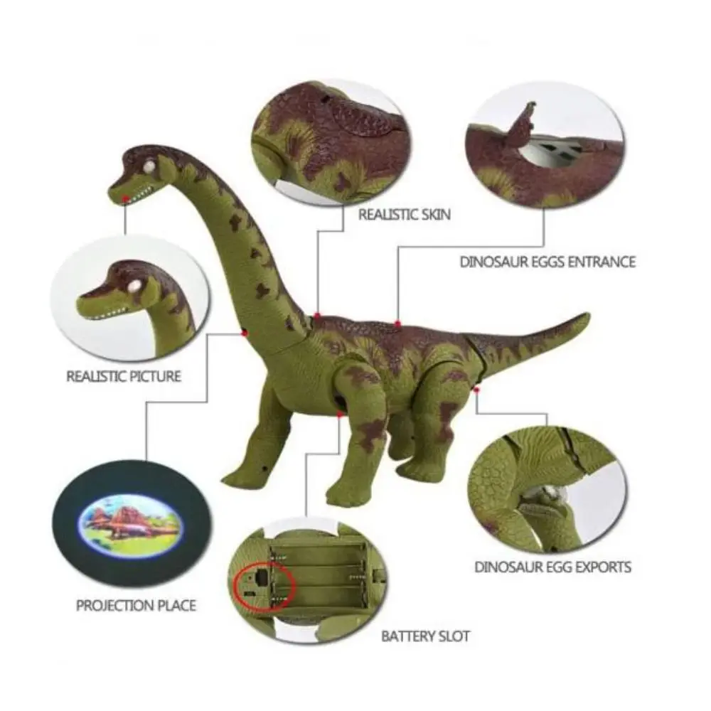 Plastica piangerà uova Dinosauri Giocattoli Proiezione Simulazione Dinosauro elettrico Giocattoli Decorazione artigianale Giocattoli mobili striscianti a collo lungo