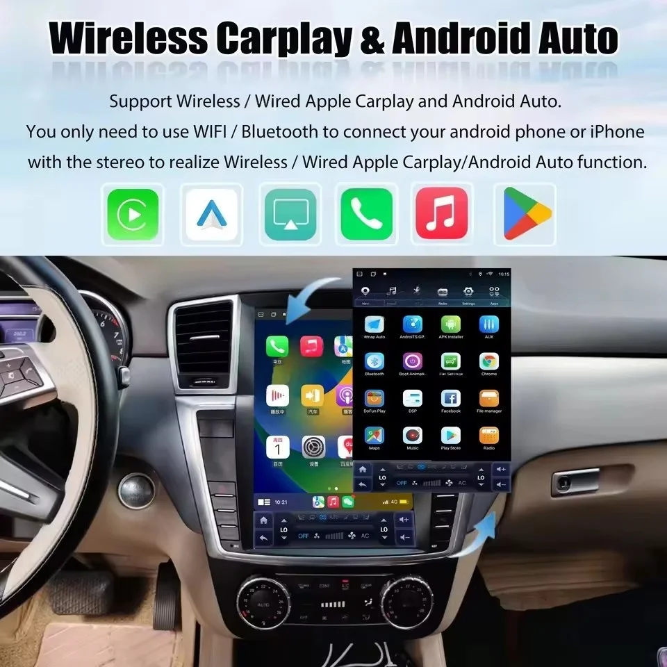 12.1''Touch Screen For Mercedes ML W166 GL X166 2012-2015 NTG4.5 Google WIFI Carplay DSP Car Multimedia Player Stereo Radio