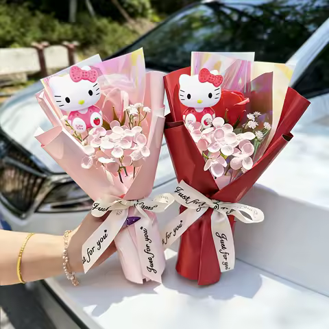 Sanrio Artificial Flowers Bouquet Hello Kitty Rose Bouquet Hello Kitty Artificial Roses New Year Gift Hello Kitty Rose Bouquet P