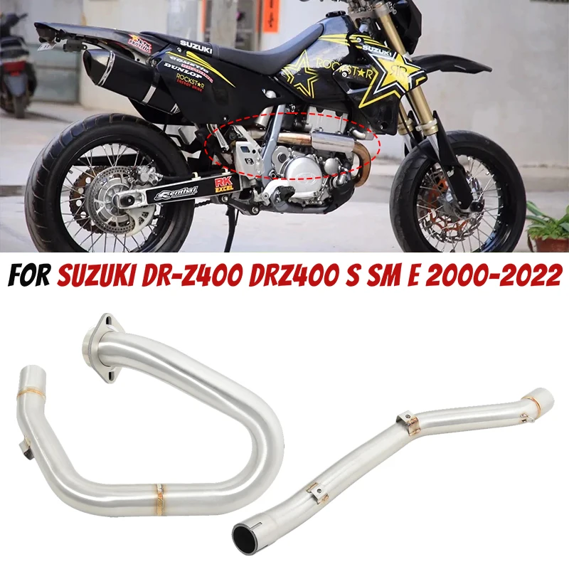 

Для SUZUKI DR-Z400SM DRZ400 DR650 DRZ400 SM 2000 2021 2022 выхлопная система мотоцикла из нержавеющей стали 51 мм средняя средняя труба среднего звена