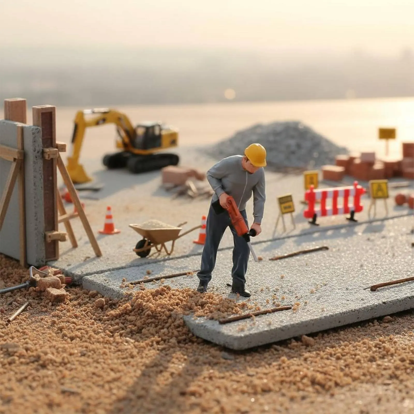 Construction Worker Figurine Highly Detailed Hand-Painted Construction Laborer Figure Miniature Worker Model Resin Material - view 5