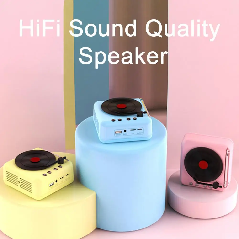 ブルートゥース5.0と互換性のあるビニールデザインのスピーカー,レトロスタイルのミニステレオサウンド,多機能