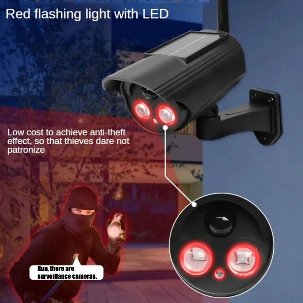 Outdoor Wireless Simulated Security Camera,Fake Solar Charging,Fake Camera, with AI Motion Detection,Red Flashing Light with LED