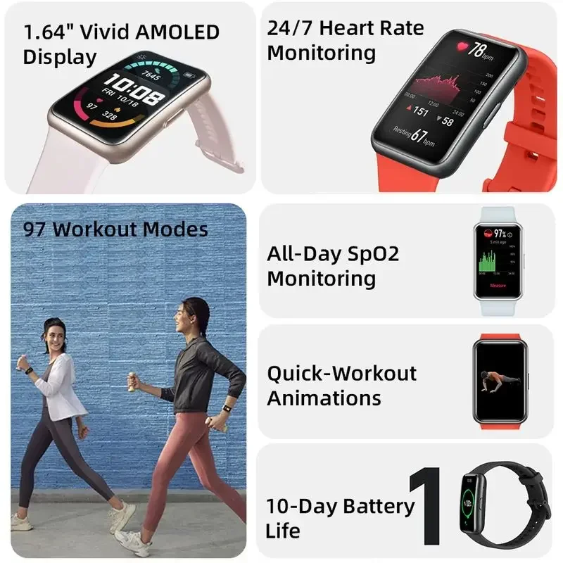 Huawei WATCH FIT Smart Watch Sport Gestione della salute Orologio a colori con grande schermo