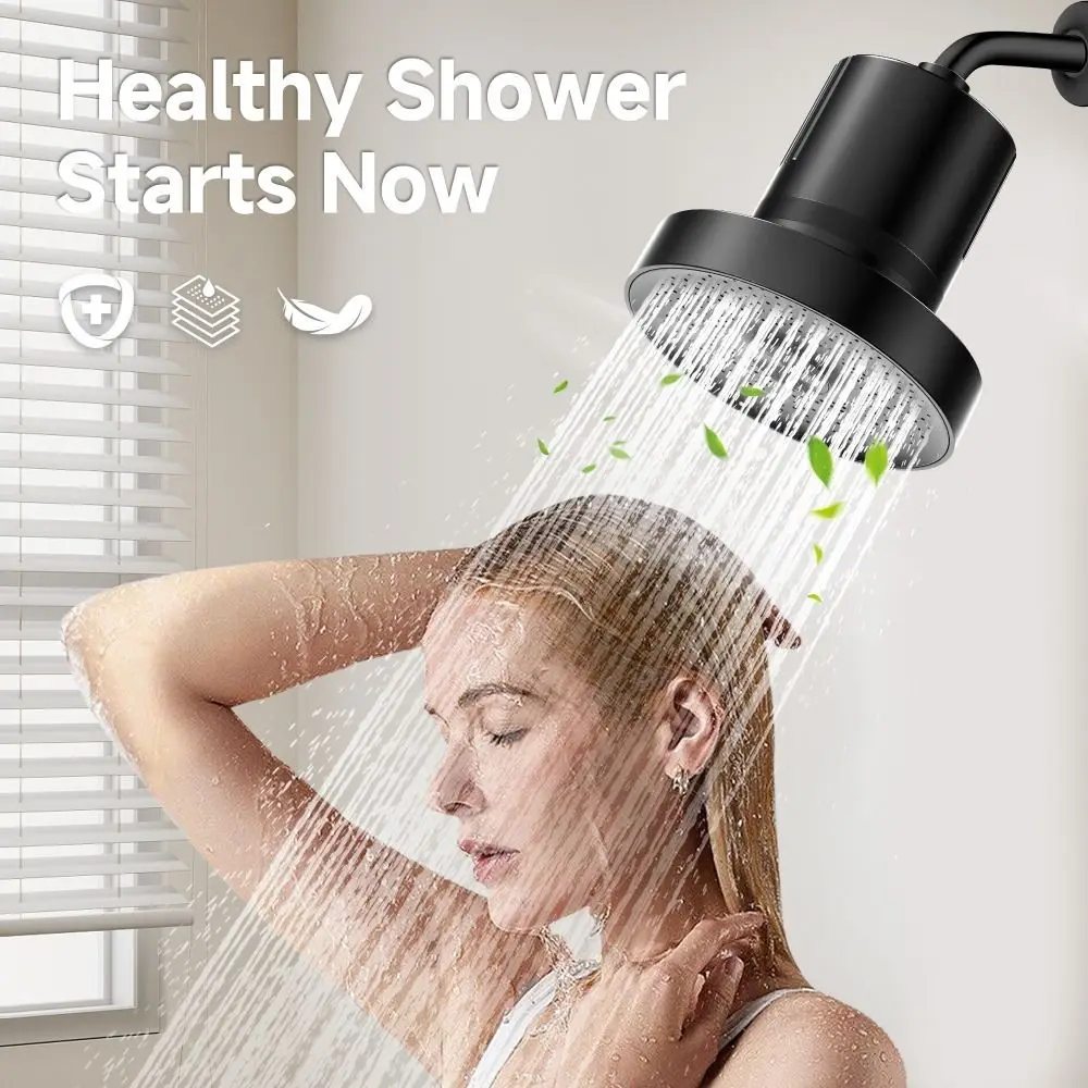 Healthier Hair Filtered Shower Head Protect Hair Soothe Dry Skin Shower Filter Black Silver Shower Accessories Household