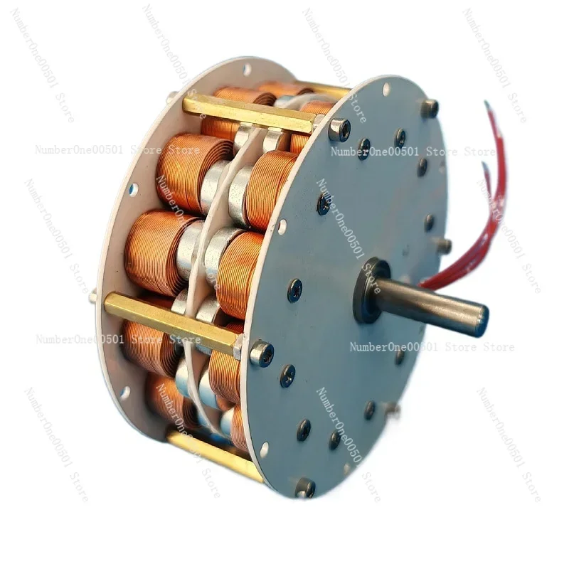 Double-layer high-power disc-type iron-core generator, ultra-low speed, high efficiency, multi-pole strong magnetic three-phase